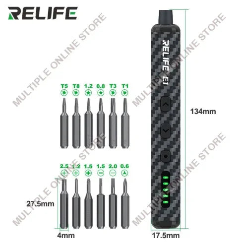 RELIFE E1 Carbon Fiber Electric Screwdriver Set with 12 Bits