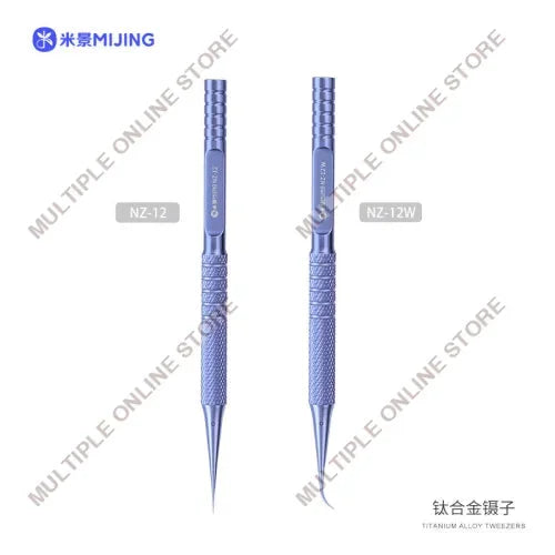 MIJING NZ-12 & NZ-12W Non Magnetic Titanium Alloy Precision Tweezer Set 2 in 1