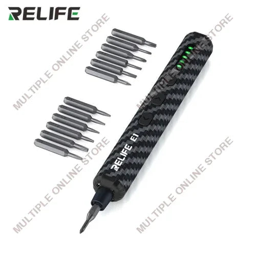 RELIFE E1 Carbon Fiber Electric Screwdriver Set with 12 Bits