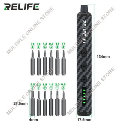 RELIFE E1 Carbon Fiber Electric Screwdriver Set with 12 Bits
