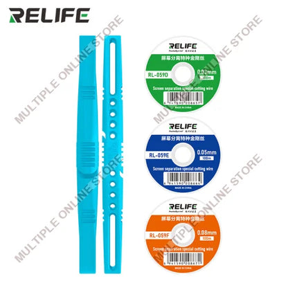 RELIFE RL-059 Plus LCD Screen Separation Cutting Wire Set 5 in 1 (D) 0.03MM, 0.05MM, 0.08MM (L) 100M