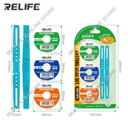 RELIFE RL-059 Plus LCD Screen Separation Cutting Wire Set 5 in 1 (D) 0.03MM, 0.05MM, 0.08MM (L) 100M